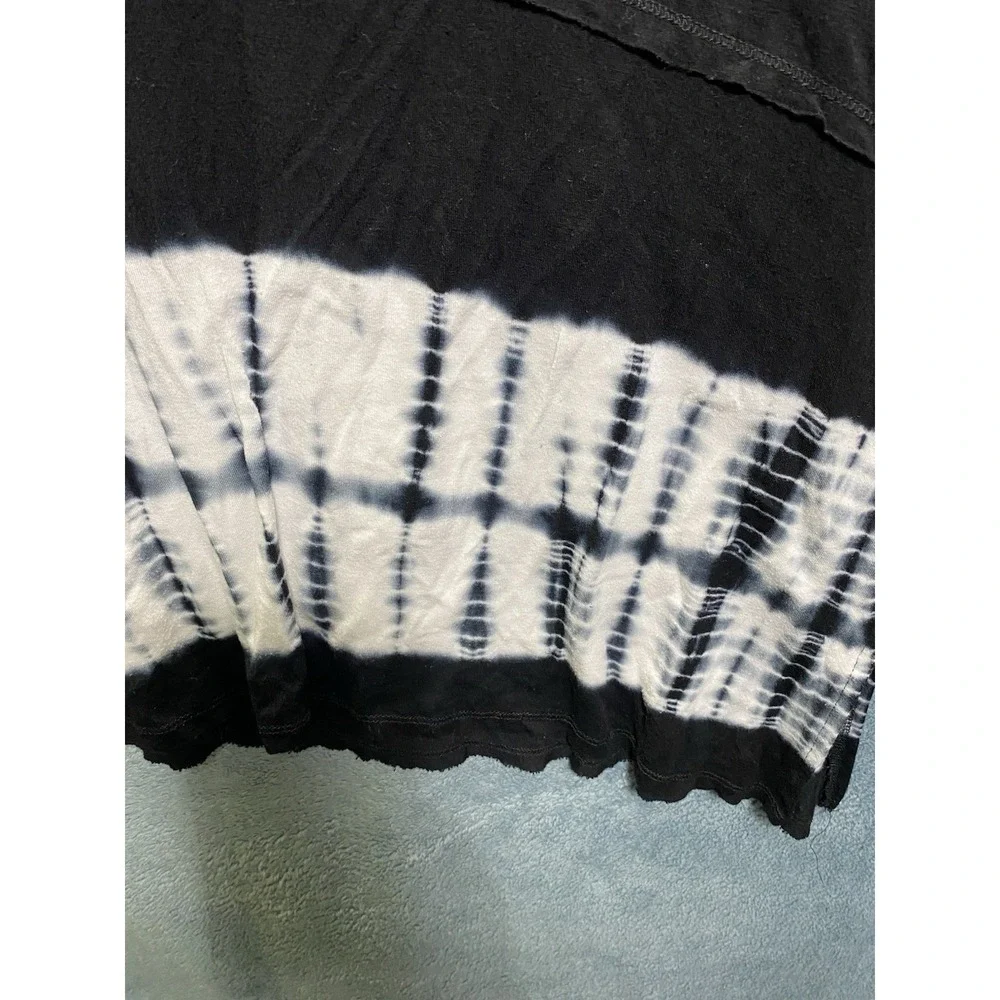 Allie‎ & Rob Short Sleeve Top Women Medium Blk Tie Dye Shirt Bohemian